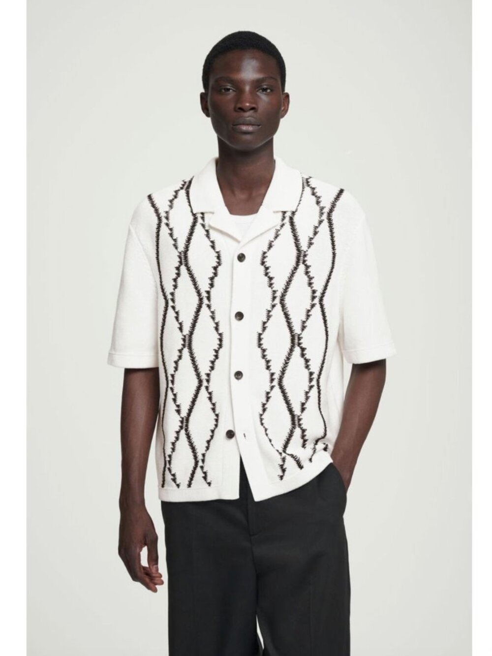COS Abstract Argyle Knitted Shirt
